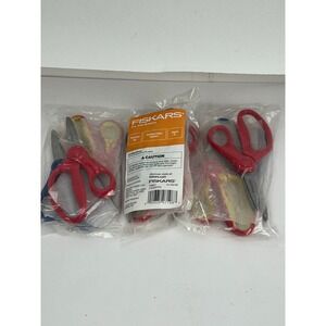 (3) Fiskars 5" Kids Scissors Pointed Tip 3 Pack (9) Total Scissors New Sealed